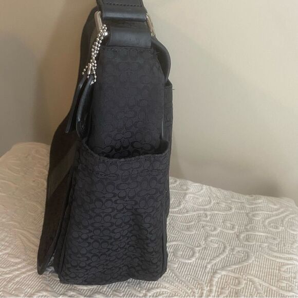 Coach Signature Hudson Commuter Laptop Messenger Bag Black Leather Luggage Tags - Picture 11 of 15